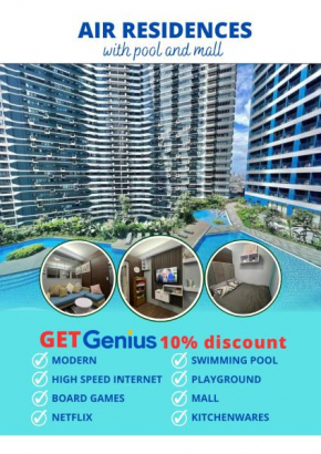 Apartment in Air Residences, Makati with wifi, Netflix, pool, mall and more